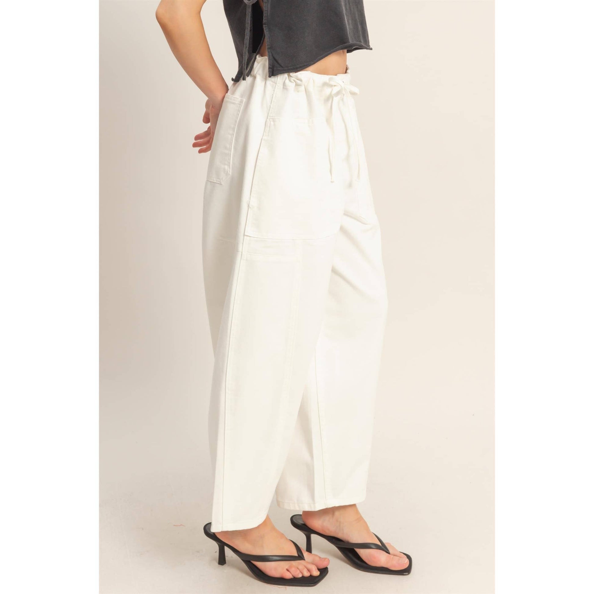 Wide Pants With Oversize Pockets: WHITE