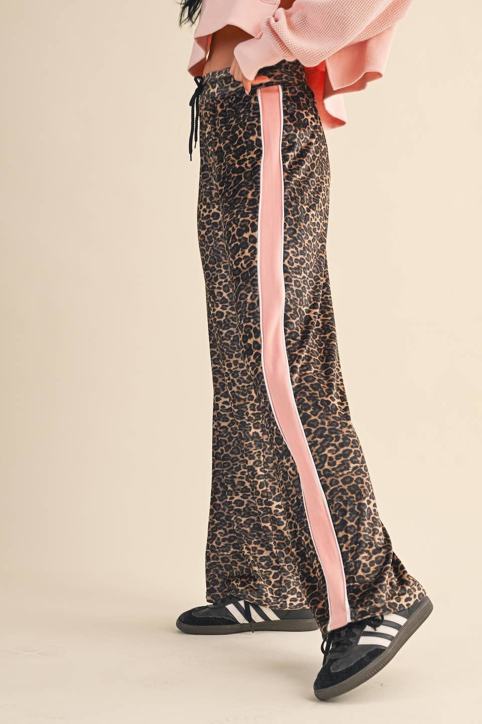 Leopard Print Velour Track Pants: Leopard