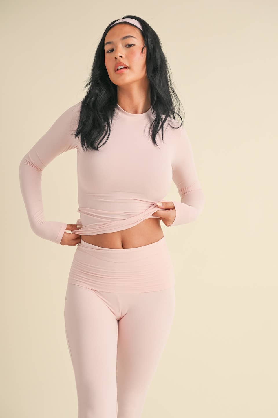 Soft Knit Jersey Long Sleeve Tee: Pink